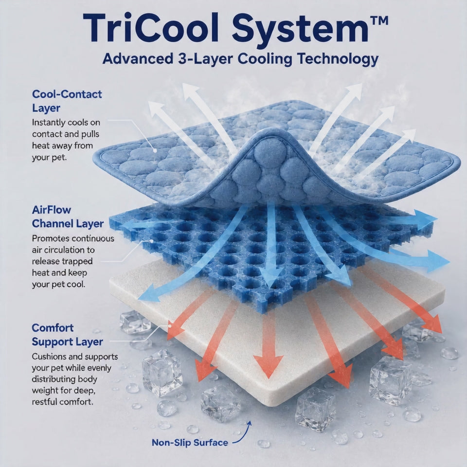 Three-layer cooling dog bed structure