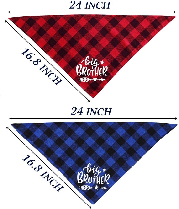 Big Brother Plaid Dog Bandana Pregnancy Announcement Dog Bandana