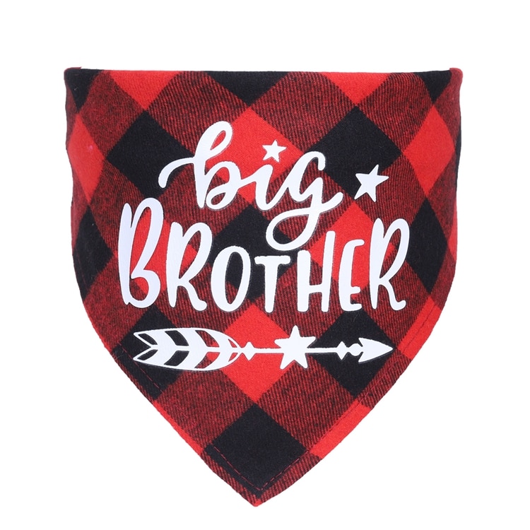 Big Brother Plaid Dog Bandana Pregnancy Announcement Dog Bandana