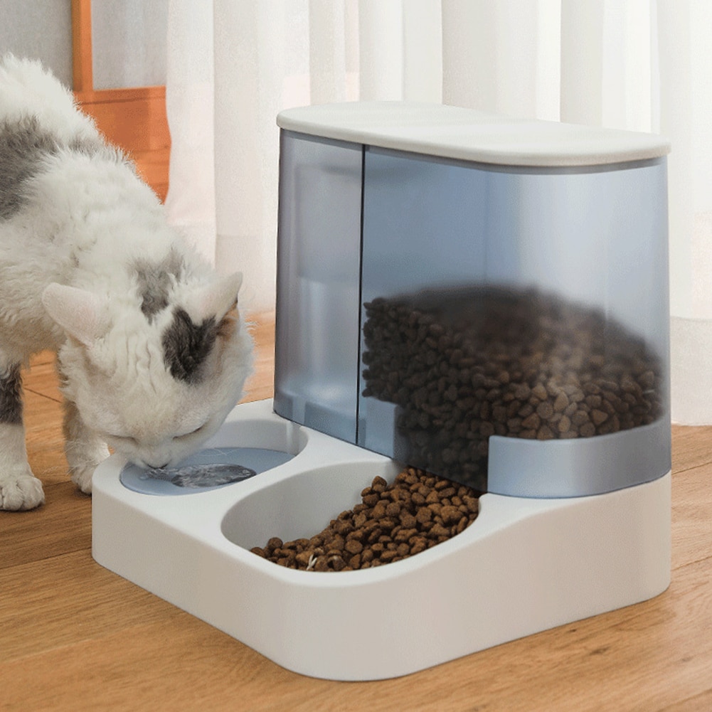 Large Capacity Dog Food Double Bowl Pet Automatic Feeder And Water Dispenser