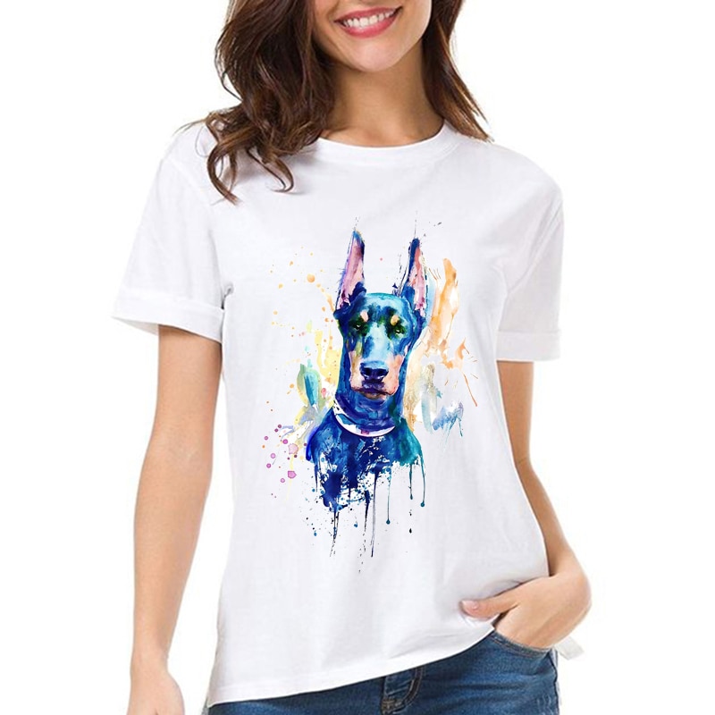Funny Doberman Dog Head Dog Lover Gift Print T-Shirt