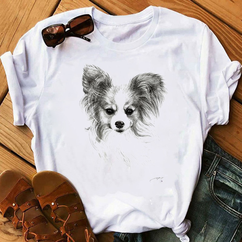 Golden retriever Papillon dog T-shirts for women